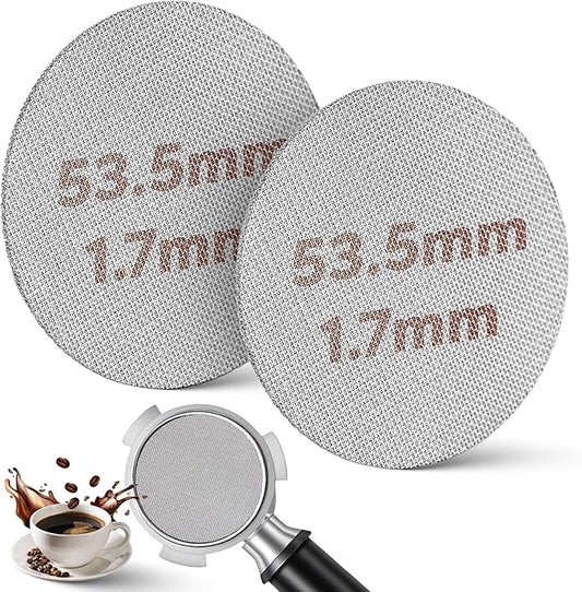 2 Pack 53.3mm Espresso Coffee Filter Screens, 1.7mm Thick 150μm 316L Stainless Steel Replacement Parts for Espresso Machines