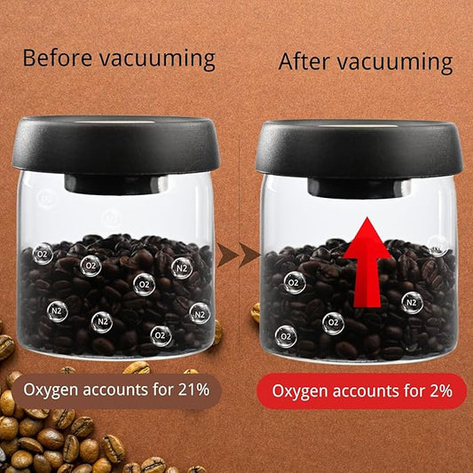 Vacuum Coffee Canister 2-Pack - 40oz & 30oz Coffee Storage Containers, Airtight Glass Coffee Containers for Freshness & Optimal Preservation