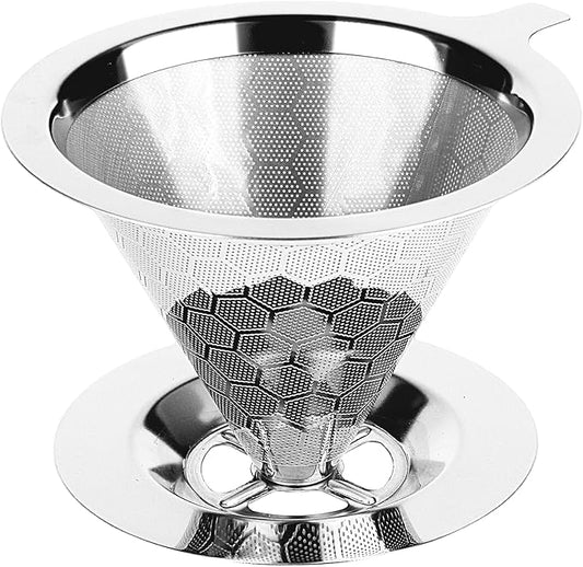 Pour over Coffee Maker, Reusable Metal Coffee Filter, Single Cup Pour over, Stainless Steel