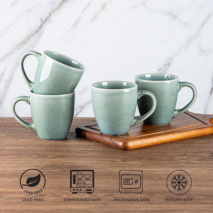 GBHOME Ceramic Coffee Mugs Set of 6, 12oz Stoneware Coffee Mugs Set For Dad Mom Women MEN, Light Weight Coffee Cups for Latte/Tea/Beer/Hot Cocoa, Dishwasher & Microwave Safe