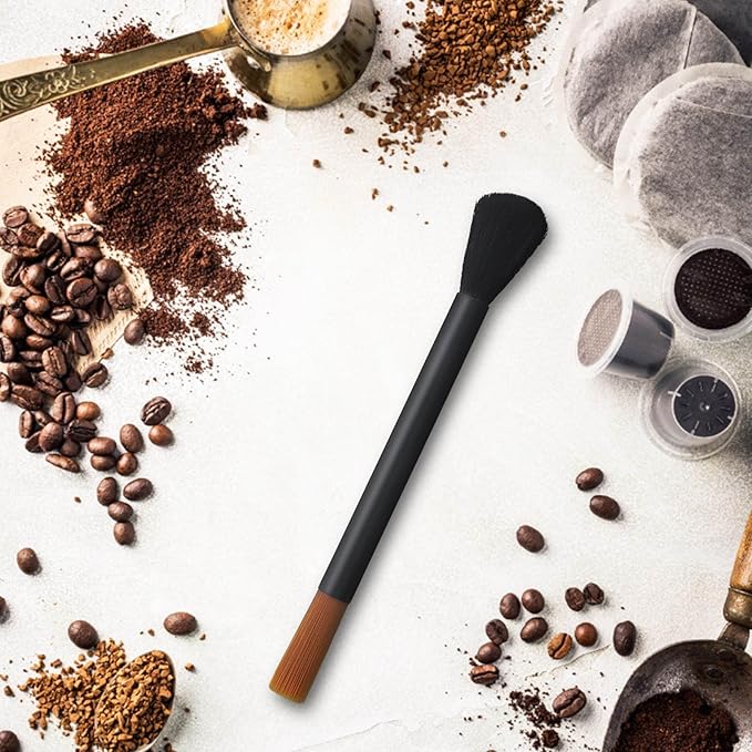 Coffee Machine Cleaning Brushes 2PC, Dusting Bar Espresso Machine Grinder Cleaning Brushes, Two Head Brush Accessories for Bean Grain Coffee Tool Tabletop Simple Barista Home Kitchen Dual Purpose