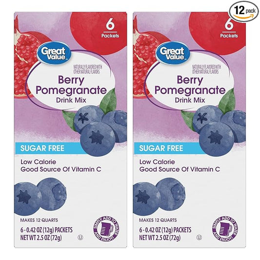 Drink Mix Bundle - 2 Pitcher Size Boxes with 6 Pitcher Packets Per Box - Low Calorie Flavorful Water Powder (2 Container Bundle, Berry Pomegranate)