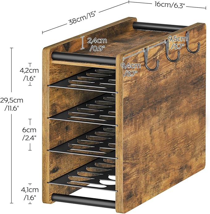 Coffee Pod Drawer Holder, 72 Pods Large Capacity, 4 Tier Holder for Vertuo, Coffee Pod Organizer for Countertop, Storage Rack for Nespresso Vertuo Pods, Space Saving, Rustic Brown KH06BR