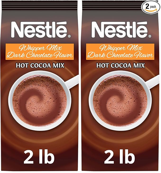Nestle Hot Chocolate Mix, Whipper Mix, Dark Chocolate Flavor Hot Cocoa, Bulk Whipped Cocoa, 2 lb. (Pack of 2)
