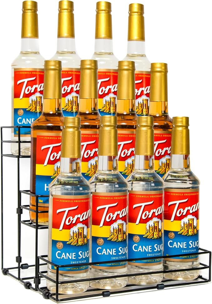 TelKeen 12 Bottles Coffee Syrup Rack Organizer, Coffee Syrup Stand Holder, 3 Tier Coffee Syrup Organizer for Coffee Bar Station, Wine Rack for Countertop, Bottle Display Shelf for Cocktail, Dressing