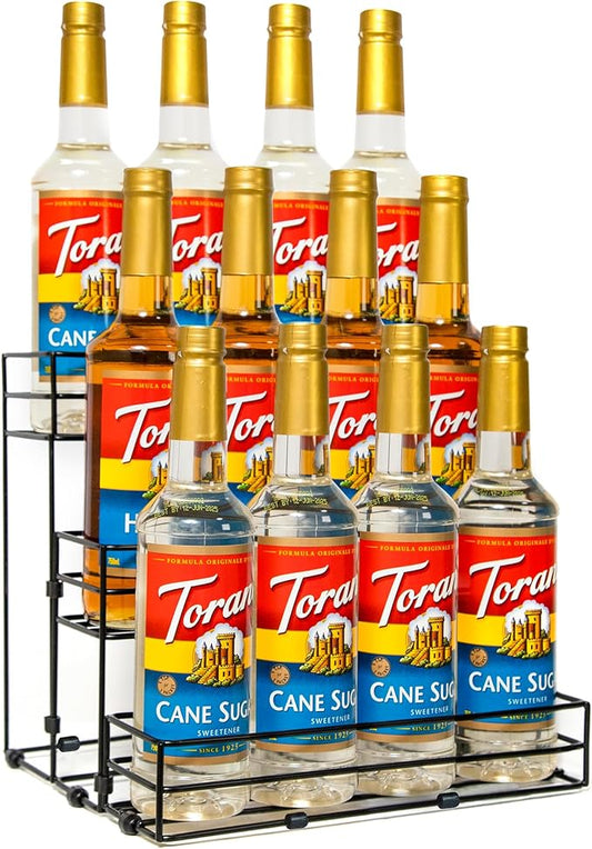 TelKeen 12 Bottles Coffee Syrup Rack Organizer, Coffee Syrup Stand Holder, 3 Tier Coffee Syrup Organizer for Coffee Bar Station, Wine Rack for Countertop, Bottle Display Shelf for Cocktail, Dressing
