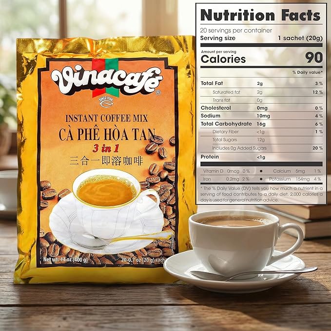 Vinacafe Instant Coffee Mix 3 in 1 (Pack of 2 | 20 Sachets Per Bag)