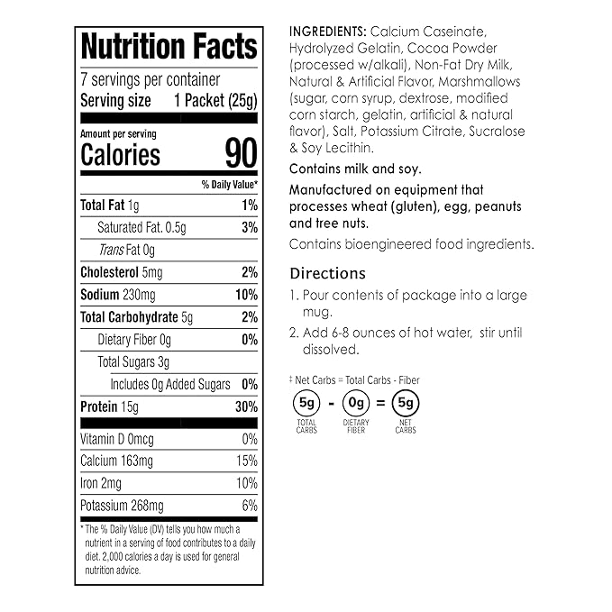 BariWise Protein Hot Chocolate with Marshmallows, Hot Cocoa, Low Sugar, Low Carb, Keto Friendly & Gluten Free (7ct)