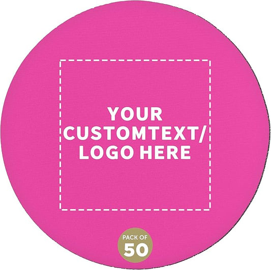 50 Round Foam Bud Coasters Pack, 4 inch - Customizable Text, Logo - PU Foam, Party Favor - Neon Pink