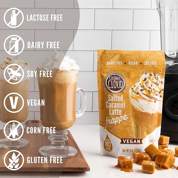 Coconut Cloud Frappe: Dairy-Free Salted Caramel Latte | Frozen Blended Iced Drink | Easy to Make, Enjoy your Favorite Coffee House Drink at Home (Vegan,Gluten-Free,Natural, Delicious, Creamy), Makes 6