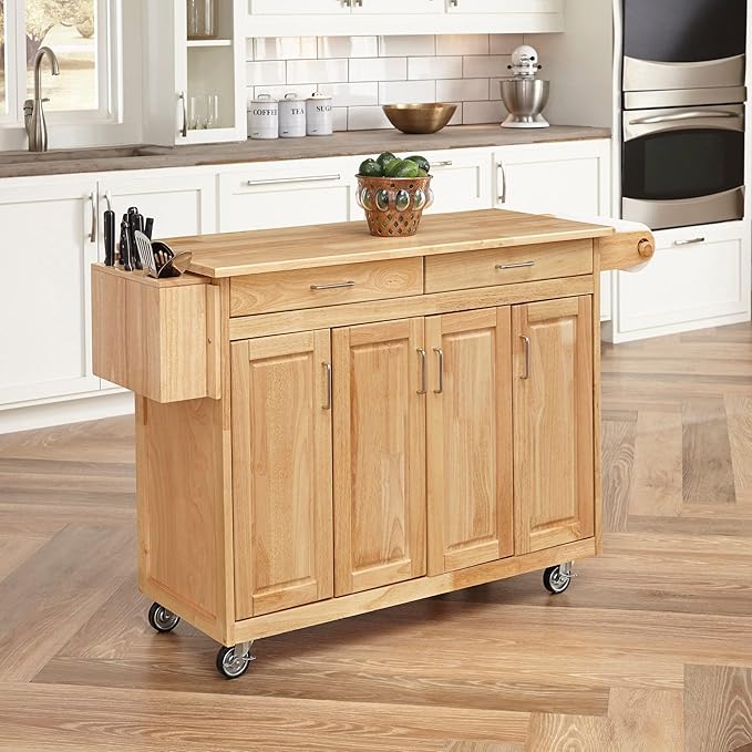 Homestyles General Line Natural Mobile Kitchen Cart, 54"W