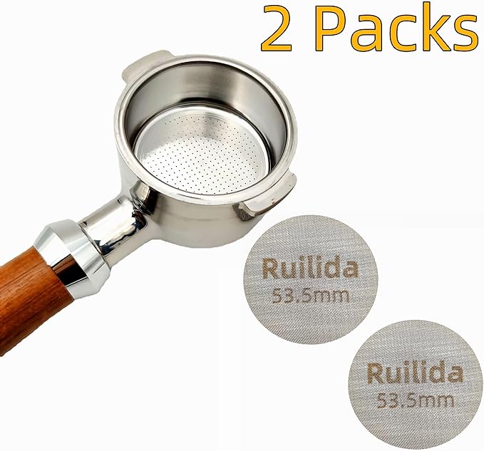 2 Packs Espresso Puck Screen 53.5mm, Reusable 1.7mm Thickness 150μm 316 Stainless Steel Professional Barista Coffee Filter Mesh Plate for Espresso Portafilter Filter Basket 53.3-54mm breville