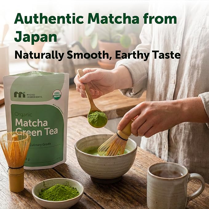 Micro Ingredients Organic Matcha Green Tea Powder, First Harvest, Culinary Grade from Japan, 100% Pure & Unflavored, Great for Tea, Latte, & Smoothies, Non-GMO, No Sugar, Eco-Friendly Packaging, 1 Lb