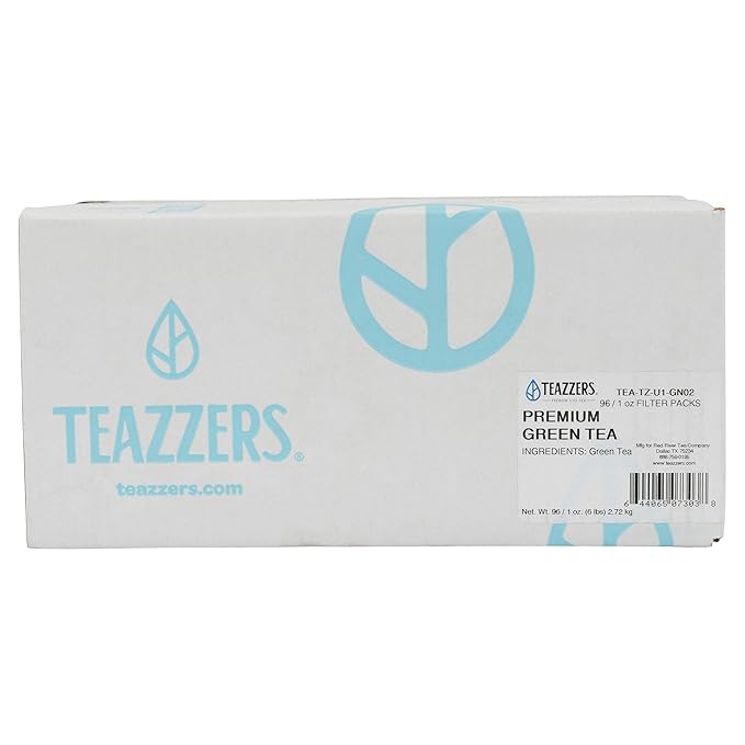 Teazzers Premium All-Natural Green Tea Bags – Great for Foodservice Commercial Ice Tea Brewers | Unsweetened USA-Made Bulk Green Tea for Restaurants, Cafés & Home Brewing (1 Ounce, 96 Count)