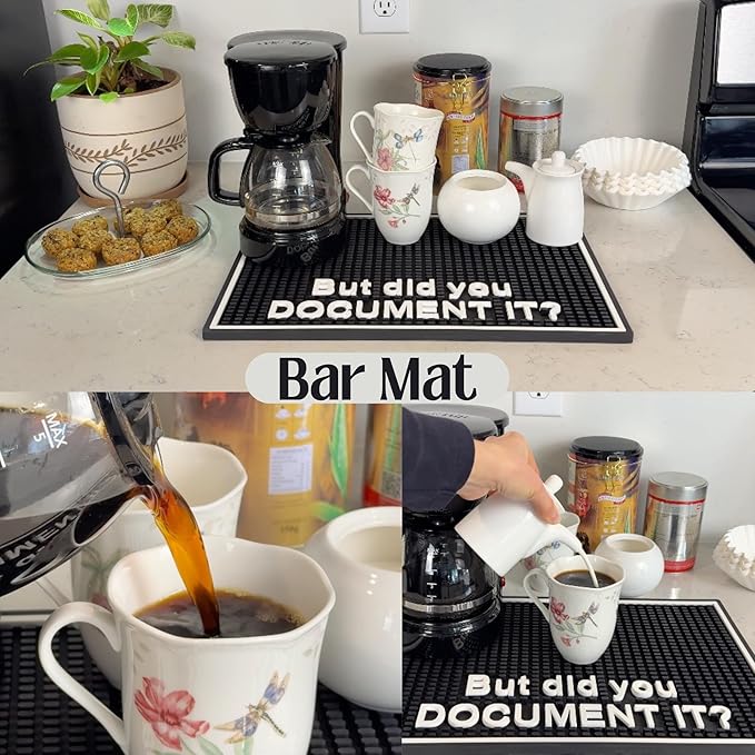 But did You Document It Sign Premium Silicone Bar Mats for Countertop 18x12 in, But Did You Document It Desk Sign Funny Office Decor Mat for Coffee Station, Countertop Protector for Cocktails