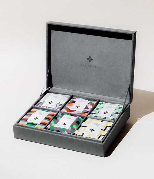 Art Of Tea | 6 Section Leatherette with Assorted Tea bags | Tea Assortment Gift Box