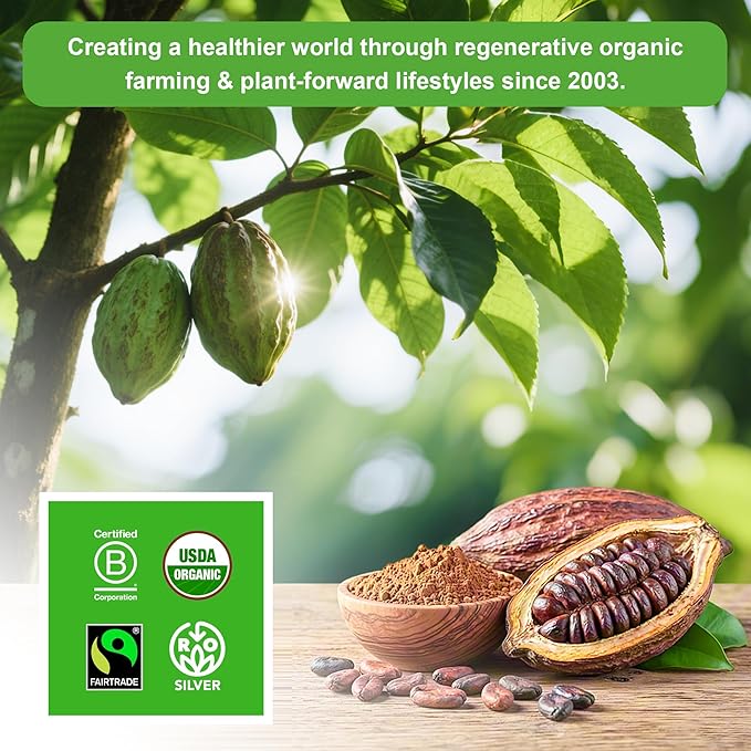 226g/2pack, Organic Cacao Powder, Unsweetened Cacao Powder With Rich Dark Chocolate Flavor, Perfect for Baking & Smoothies, Non-GMO, Certified Vegan & Gluten-Free