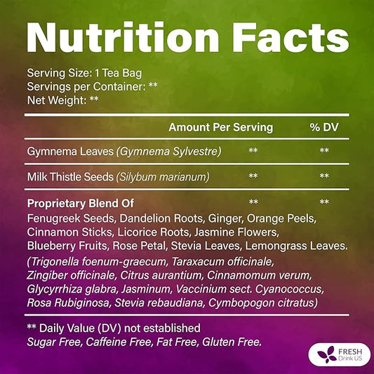 FreshDrinkUS, Vitality Balance Tea Bags | 30 Count | Herbal Blend with Gymnema, Milk Thistle Seed, Fenugreek, Dandelion Root, Ginger, Orange Peel & Other Herbs – 100% Natural, Caffeine-Free Herbal Tea