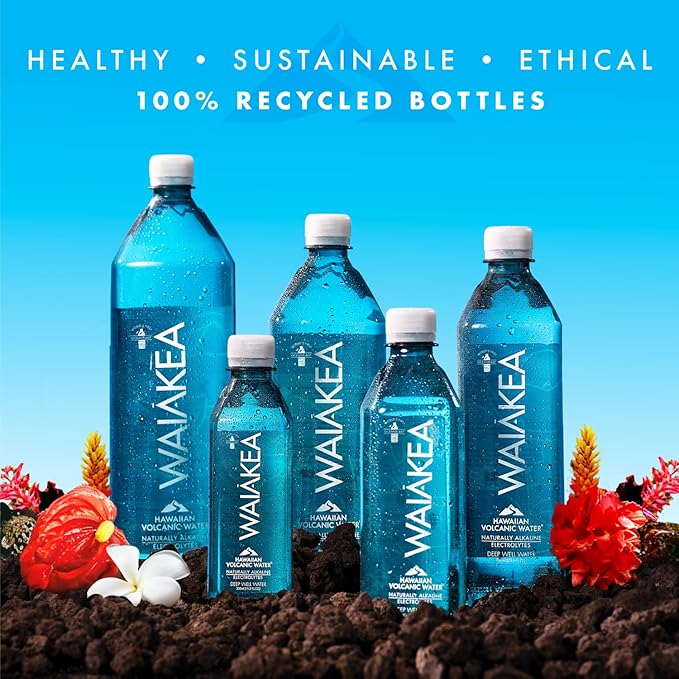 Waiākea Hawaiian Volcanic Water 330mL, 10.14oz (24 Pack) – Naturally Alkaline, Electrolytes & Minerals, B Corp, 100% Recycled Bottles