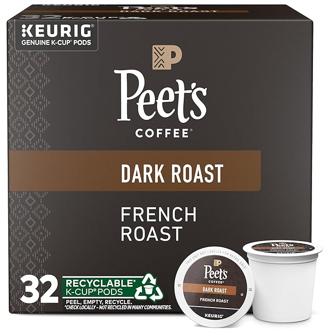 Peet's Coffee, Dark Roast Single Serve Coffee Pods - French Roast 32 Count (1 Box of 32 Pods)