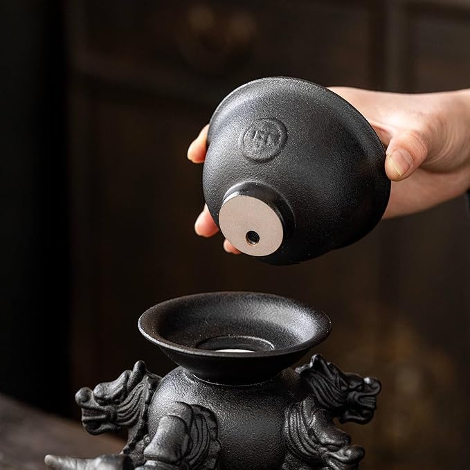 Ceramic Teapot with Infuser Loose Leaf Tea Teapot with 8 cups, Kungfu Tea Sets (Black Dragons)