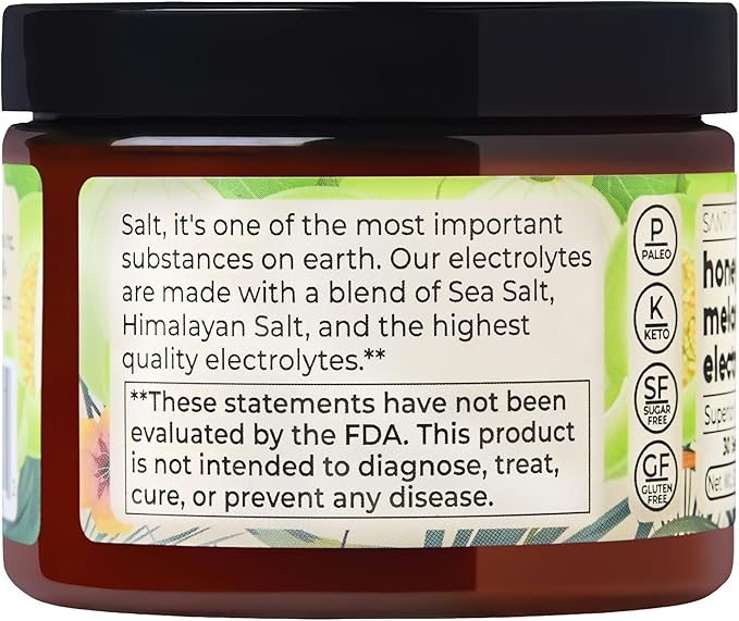 Santa Cruz Paleo Electrolyte Powder, Honeydew Melon Flavor, Sugar Free Hydration Drink Mix with Himalayan Pink Salt, Sea Salt, Magnesium Glycinate, Potassium Chloride, Sweetened with Stevia, 30 Srvgs