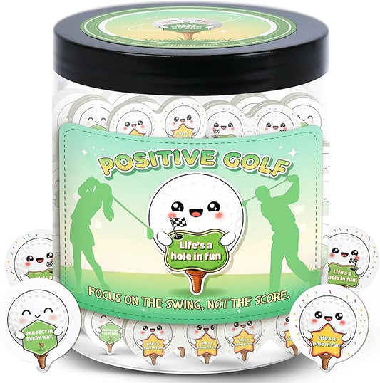 Positive Golf Jar with 60 Affirmation Cards, Emotional Support Golf Decor, Cool Present for Golf Lovers and Dad, Motivation Jar for Golfers, Birthday Gift Idea for Men or Women