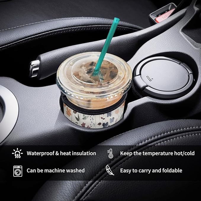 3 Pack Reusable Neoprene Insulator Sleeve for Iced Coffee Cups, Funny Coffee Cup Sleeves for 16-32oz Coffee cups, Cute Drink Sleeve for Cold Hot Beverages Boho Floral