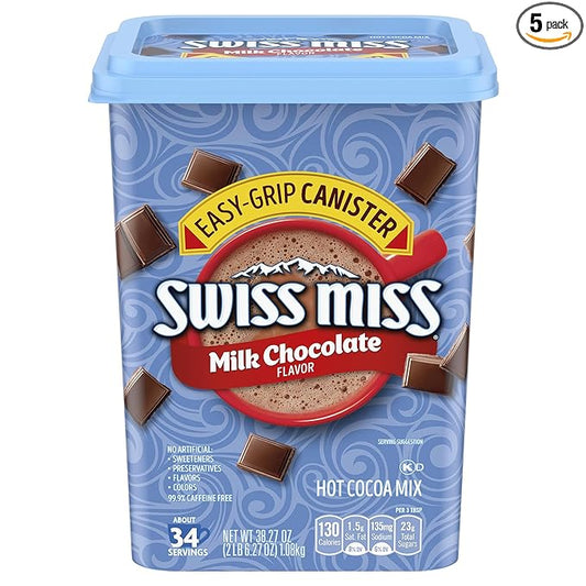 Swiss Miss Milk Chocolate Flavor Hot Cocoa Mix Canister, 38.27 oz. (Pack of 5)