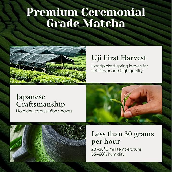 Venture Pal Superior Ceremonial Grade Matcha Powder, 100% Pure First Harvest Matcha Powder, Shade Grown Green Tea – Vegan, Gluten-Free, No Additives, Unsweetened (30g/1.06oz Tin)