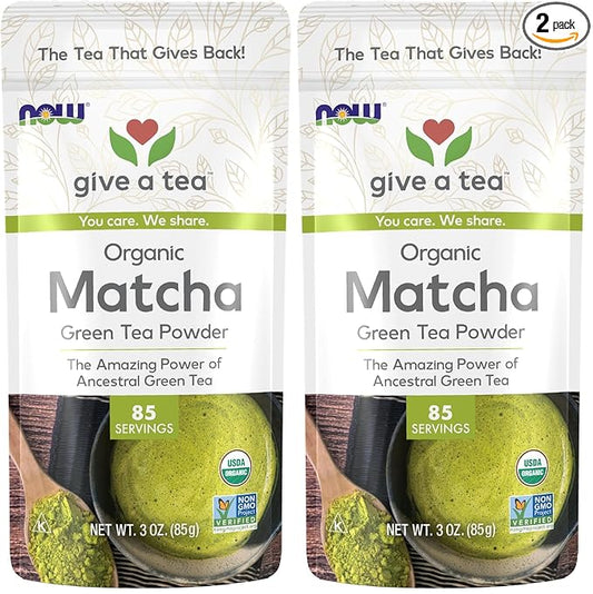 NOW Foods, Certified Organic Matcha Green Tea Powder, Non-GMO Project Verified, 3-Ounce (Pack of 2)