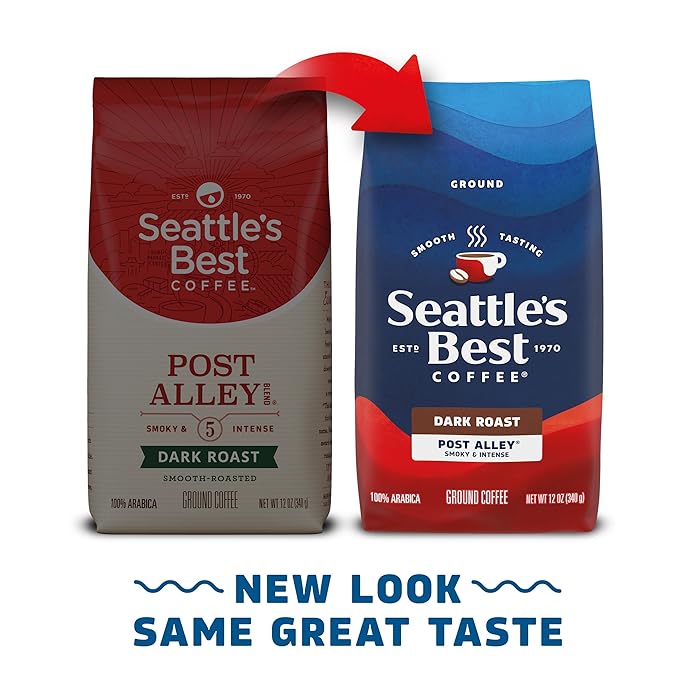 Seattle's Best Coffee Post Alley Blend Dark Roast Ground Coffee | 12 Ounce Bags,(Pack of 12)