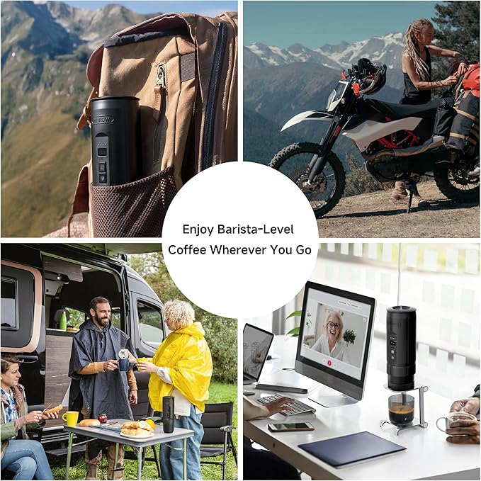 HIBREW H4C Ultra - Portable Electric Espresso Maker, 51mm Bottomless Professional Coffee Maker, USB-C Rechargeable for Ground Coffee, Compact for Home and Travel, with Foldable Holder & Carrying Case