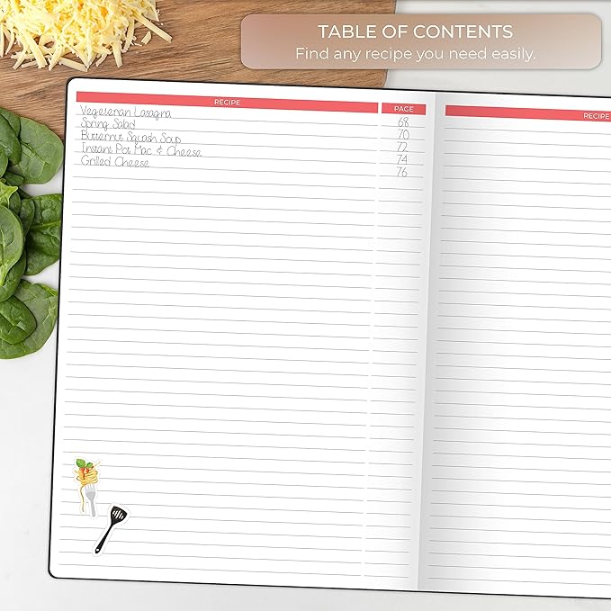 Clever Fox Recipe Book – Make Your Own Family Cookbook – Blank Recipe Notebook Organizer – Empty Cooking Journal to Write In Recipes – Large Size, 8.5”x11.2”, Hardcover, Black