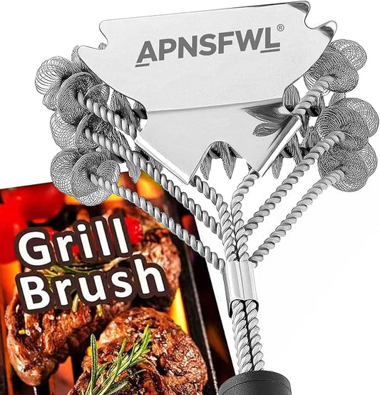 APNSFWL Grill Brush and Scraper Bristle Free Safe BBQ Brush for Grill Stainless Grill Grate Cleaner Safe Grill Accessories for Porcelain/Weber Gas/Charcoal Grill Gifts for Grill Wizard/Men/Dad