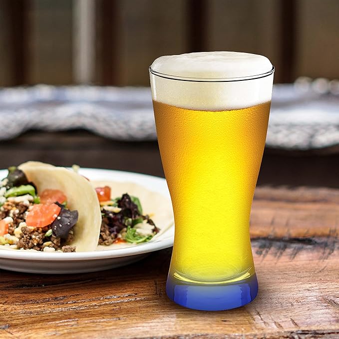 DISCOUNT PROMOS Pilsner Glasses 13.25 oz. Set of 12, Bulk Pack - Made in the USA, Perfect for Hotels, Restaurants, Bars and Even Party Favors - Blue