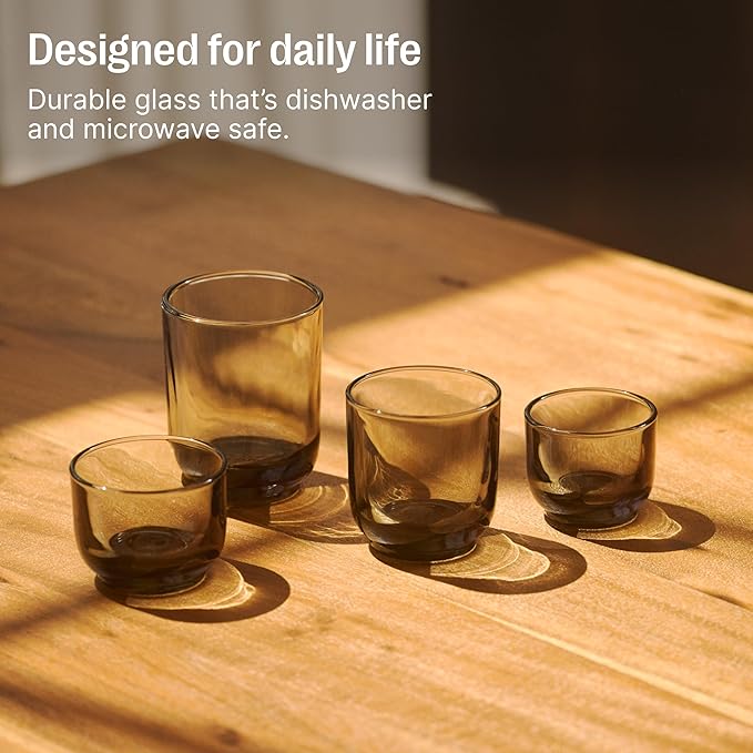 Fellow Pirch Espresso Glasses 3.5 oz Artisanal Cups, Set of 12, Dishwasher Safe Coffee Glasses for Espresso Shots & Latte Art – Amber