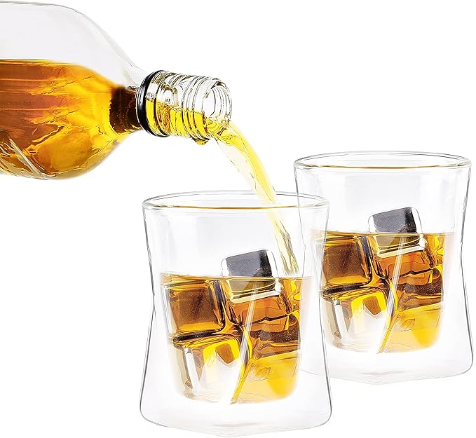 Ozeri Moderna Artisan Series 10 oz Double Wall Whiskey Glasses – Set of 2