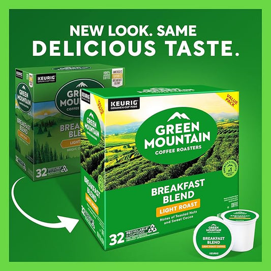 Green Mountain Coffee Roasters Breakfast Blend Keurig Single-Serve K-Cup Pods, Light Roast Coffee, 32 Count