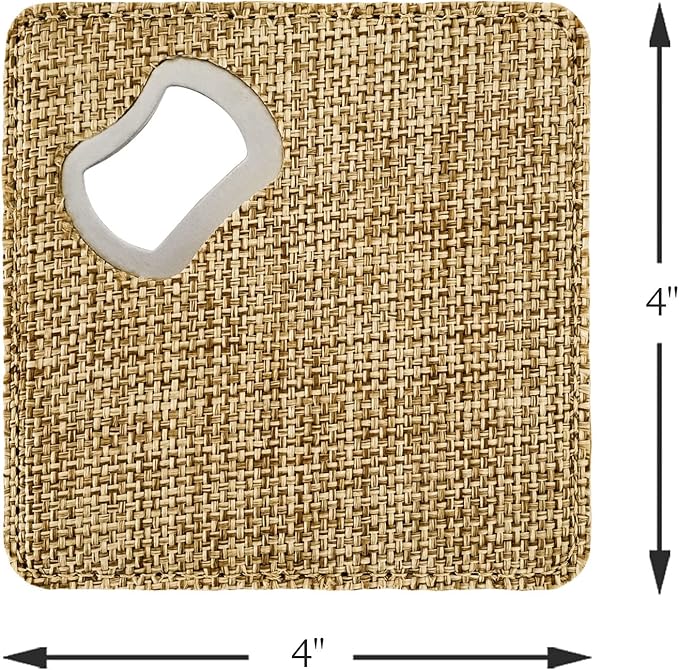 Smile Art Design Burlap Coaster Bottle Opener Blank Burlap Textile Material Personalized Gifts Natural Decor House Warming Farmhouse Living Room Kitchen Wedding Rustic Home Decor