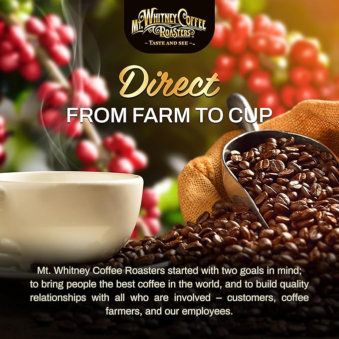 Mt. Whitney Base Camp Blend Coffee Beans - Medium Dark Roast Coffee, Low Acid Coffee - Ground Coffee, 12 oz (Pack of 1)