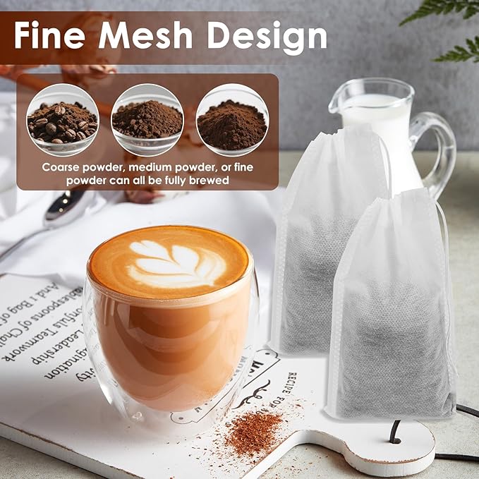 1000Pcs No Mess Cold Brew Coffee Filters, 4x6 Inch Disposable Coffee Filter Bag with Drawstring, Fine Mesh Brewing Bags for Loose Leaf Tea, Iced Coffee and Herbs