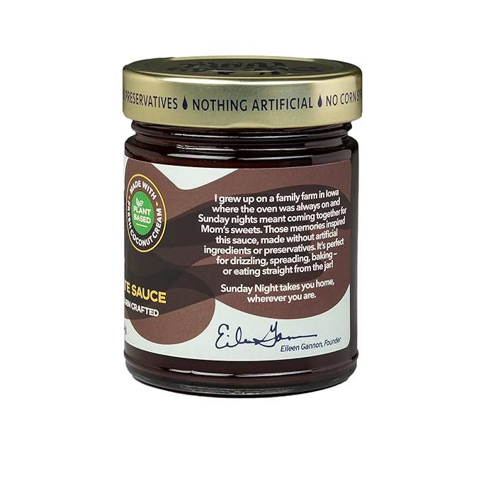 Sunday Night Signature Fudgy Chocolate Sauce - Luxury Chocolate Gift, Smooth Plant-Based, Dairy Free, Gluten-Free, Vegan- Friendly, Pure Clean Ingredients, No Artificial Preservatives - 10oz