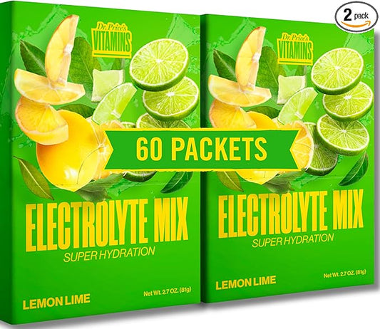 Dr. Price’s Electrolytes Powder Packets – Lemon Lime, 60 Packets | Sugar Free Electrolytes | Hydration Drink Mix, 72+ Trace Minerals, Keto Electrolytes, Vegan, Doctor-Formulated, Made in USA