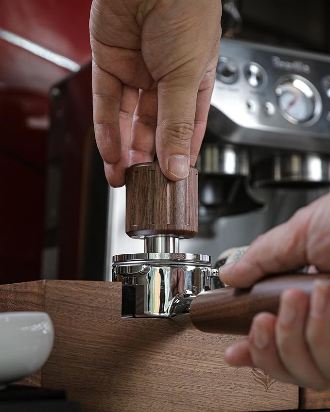 Echo Tamper 54mm with Click Feedback 30lb Walnut Calibrated Espresso Tamper Tool 53.35mm for Breville Portafilter Includes Gift Box + 20lb Replacement Spring