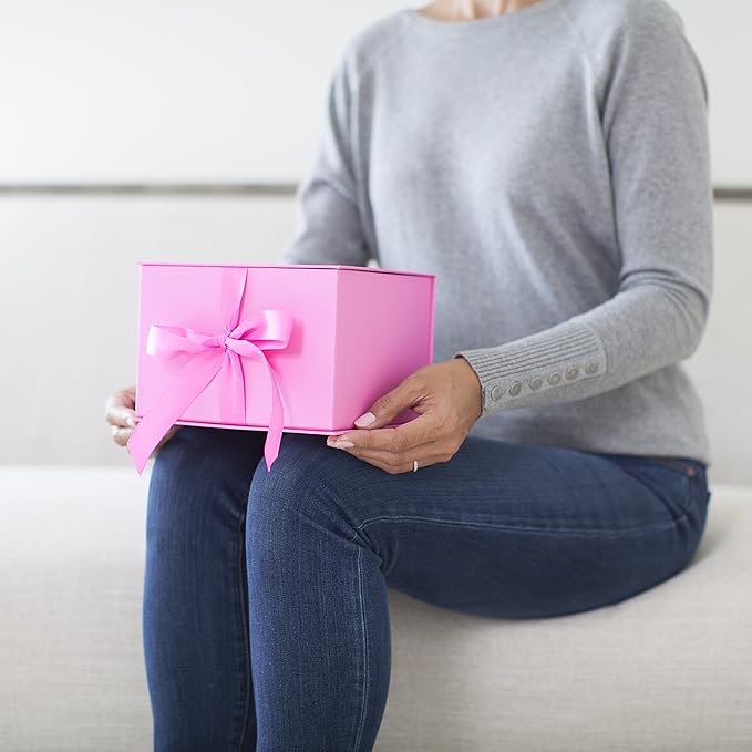 Hallmark Medium Gift Box with Lid and Shredded Paper Fill (Light Pink 7 inch Box) for Anniversaries, Bridal Showers, Bachelorette, Bridesmaids Gifts, Valentine's Day, All Occasion