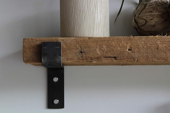 Urban Legacy Accent Shelves | Reclaimed Barn Plank | Set of 2 with Full Brackets (Natural, 36"x 7"x 2")