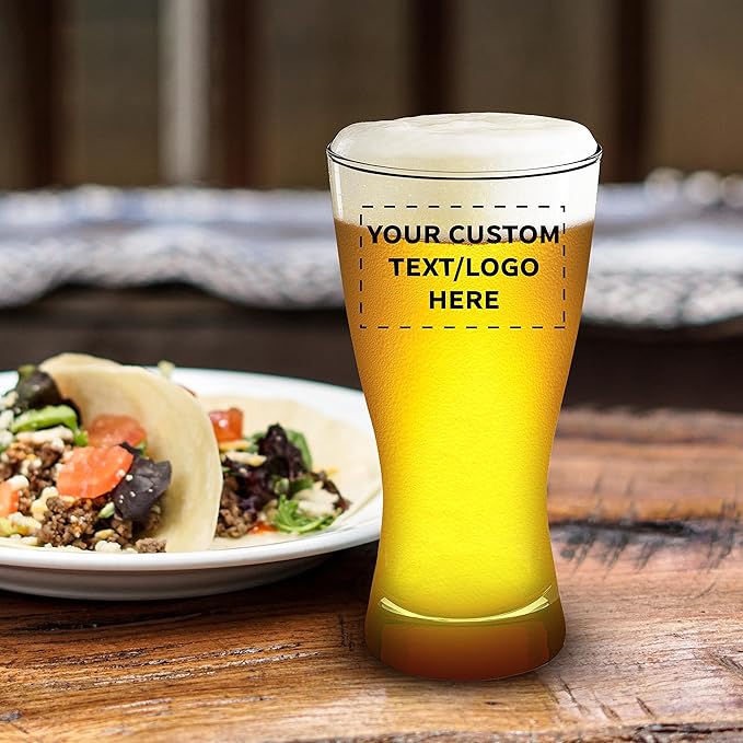 Custom Pilsner Glasses 13.25 oz. Set of 48, Personalized Bulk Pack - Made in the USA, Perfect for Hotels, Restaurants, Bars and Even Party Favors - Red