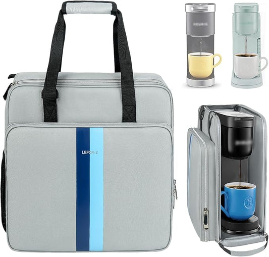 Coffee Maker Travel Bag Compatible with Keurig K-Mini,Single Serve Coffee Brewer Carrying Case Compatible for K-Mini Plus with Multiple Pockets for K-Cup Pods,Grey(Bag Only)
