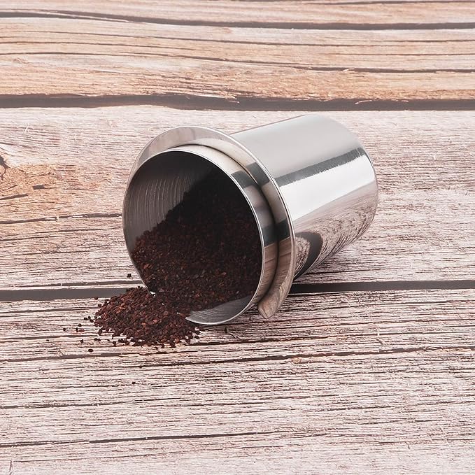 Coffee Dosing Cup 54mm, Stainless Steel Espresso Coffee Dosing Cup Espresso Coffee Machine Accessories, Coffee Powder Feeder Part Coffee Grinder Powder Cup Compatible with 54mm Portafilter